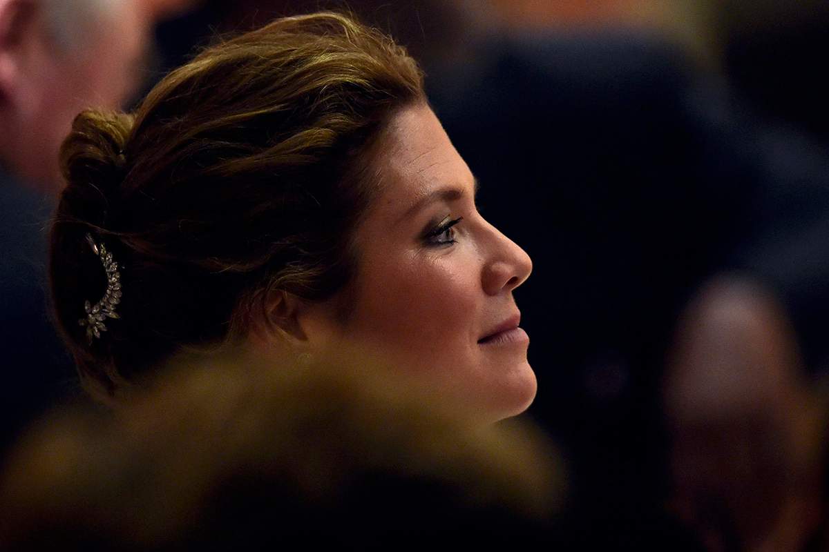 Sophie Gregoire, wife of Canadian Prime Minister Justin Trudeau, listens to speeches during a dinner at the Corinthia Palace Hotel in Attard during the Commonwealth Heads of Government Meeting (CHOGM) on November 27, 2015 near Valletta, Malta. 