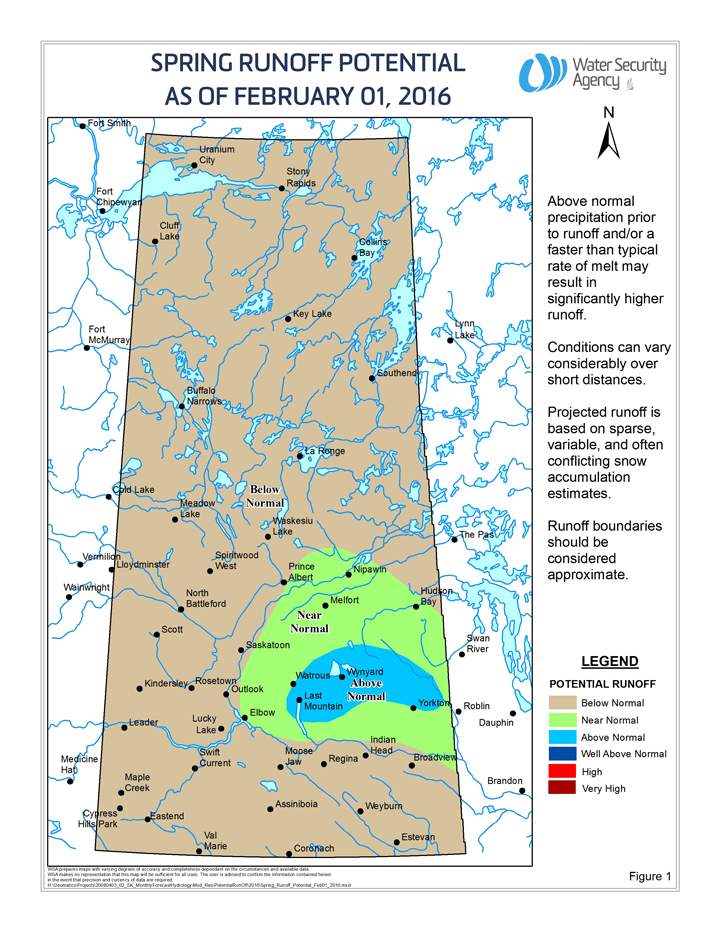 The Saskatchewan Water Security Agency says a warm, dry winter should result in a below average spring run-off.