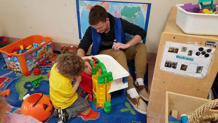 Melnyk keeps kids entertained at Concordia hospital in the daycare.