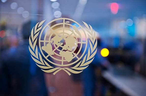 The logo of United Nations ( UN ) at UN-headquarters on September 25, 2015 in New York, United States. (Photo by Michael Gottschalk/Photothek via Getty Images).