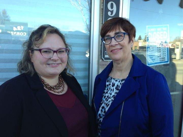 Health Minister Sarah Hoffman with Alberta's new Chief Medical Officer of Health Dr. Karen Grimsrud.