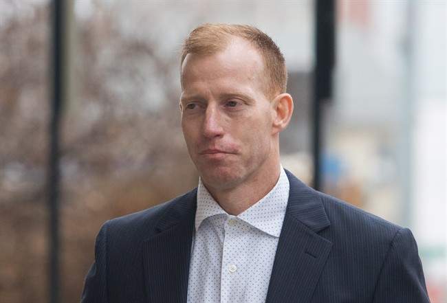 Travis Vader arrives at court in Edmonton on Tuesday, March 8, 2016. Vader is charged with first-degree murder in the 2010 deaths of Lyle and Marie McCann.