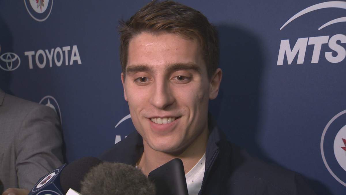 Brandon Tanev meets with the Winnipeg media after signing with the Winnipeg Jets.