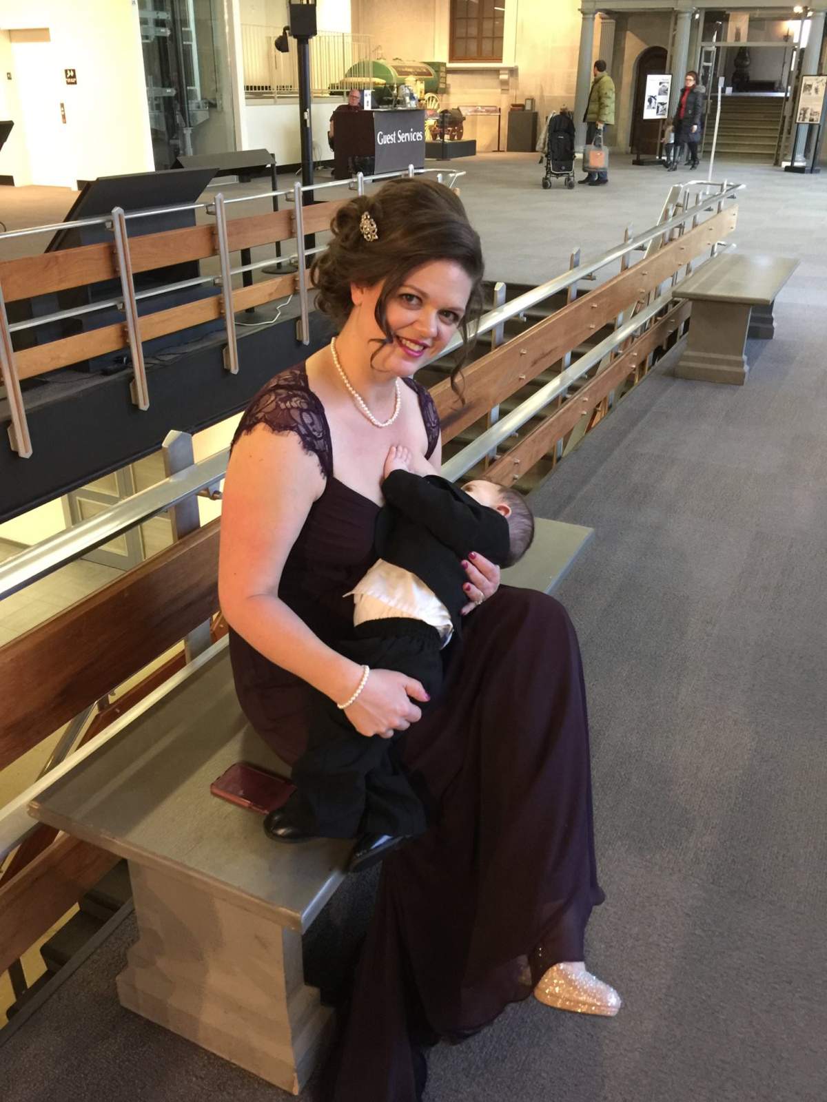 Emily Locke took a break from her sister's wedding over the weekend to nurse her nine-month-old baby. "Not long after I began, I was approached by a woman who told me 'you aren't allowed to do that here.'".