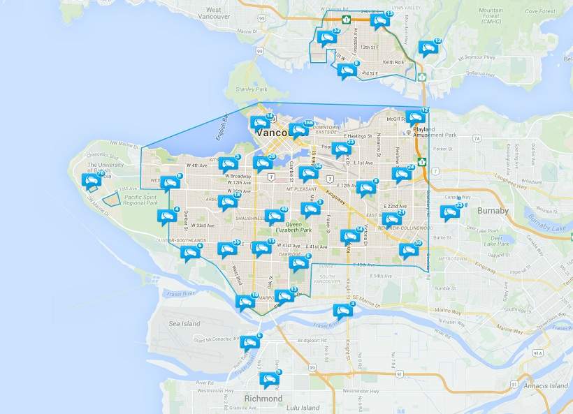 Where you can find a car in the Lower Mainland with Car2Go.
