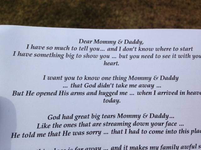 A pamphlet handed out to those attended the service included this verse.