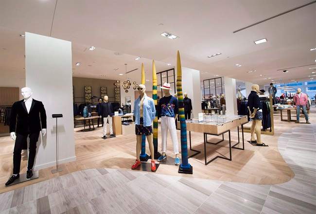 Men's clothes are shown inside Saks Fifth Avenue, the company's store in downtown Toronto on Tuesday, February 16, 2016.
