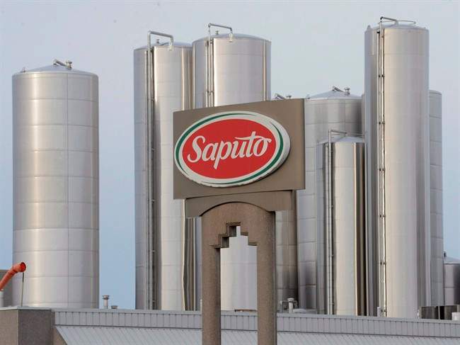 A sign at a Montreal Saputo plant.