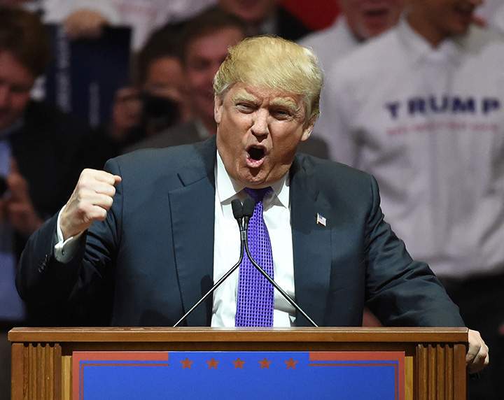 Republican presidential candidate Donald Trump speaks at a rally at the South Point Hotel & Casino on February 22, 2016 in Las Vegas, Nevada. 