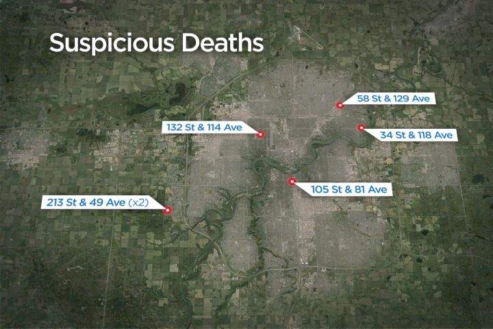 Edmonton homicide detectives are investigating six deaths that happened over the course of six days in the city.
