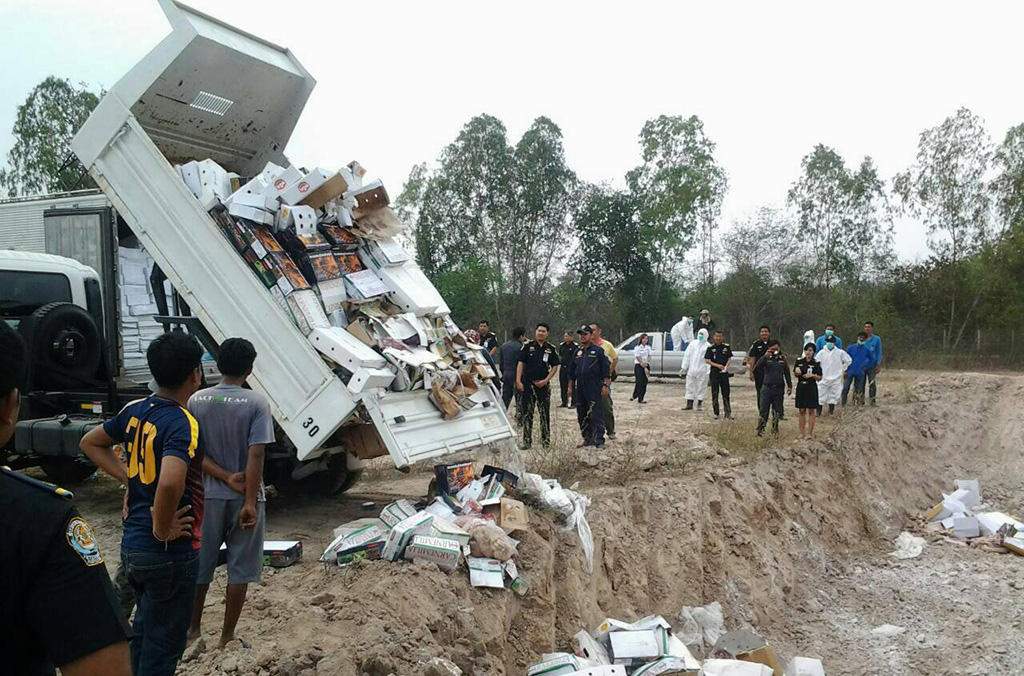Police in Thailand recovered and destroyed more than 30 tonnes of illegal beef and buffalo meat unfit for human consumption which had been destined for sale in supermarkets.