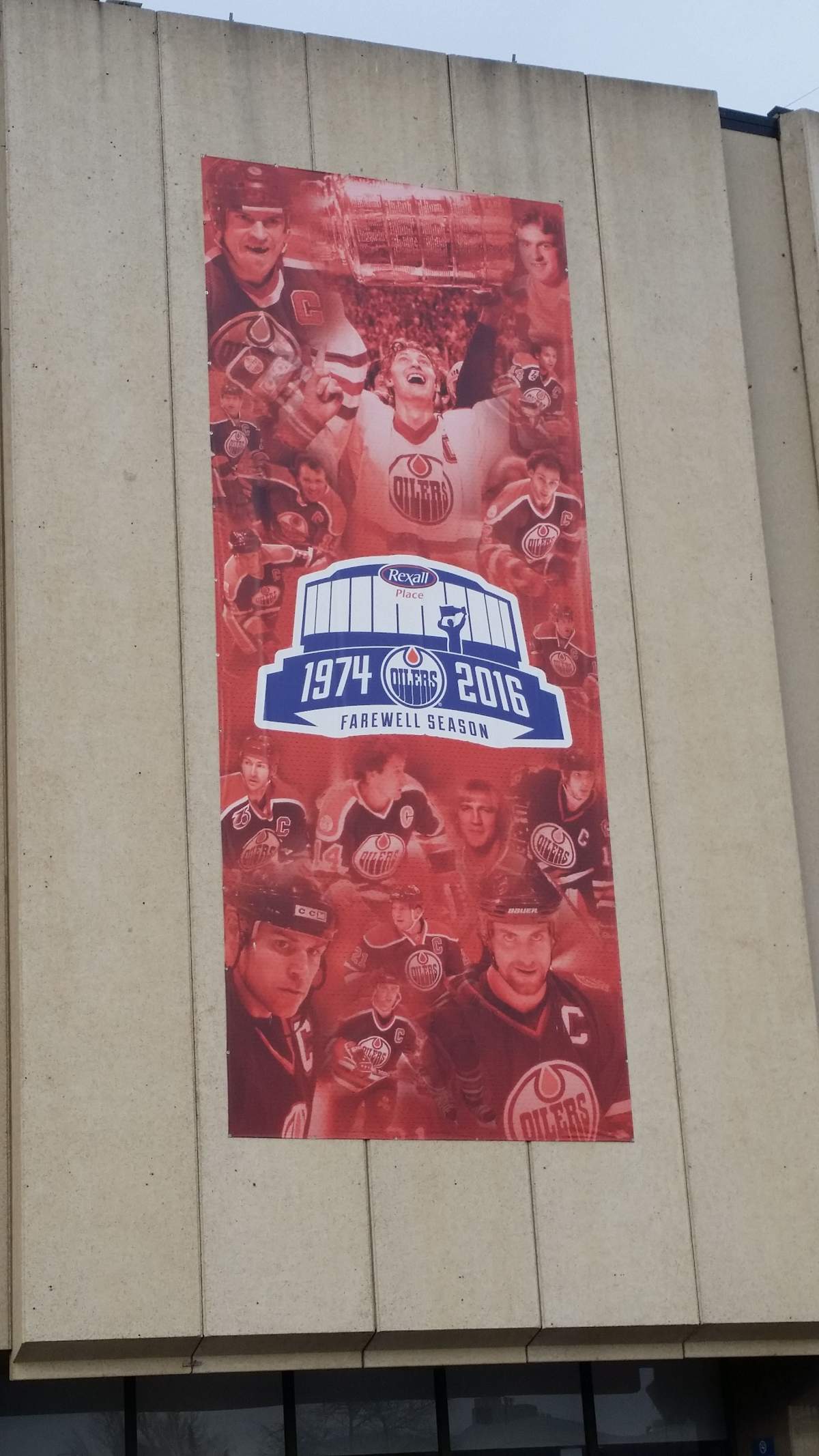 Farewell Banner outside Rexall Place
