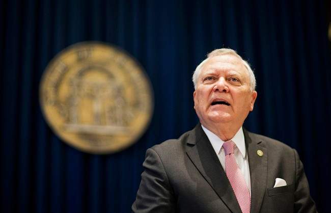  Georgia Gov. Nathan Deal speaks during a press conference to announce he has vetoed legislation allowing clergy to refuse performing gay marriage and protecting people who refuse to attend the ceremonies Monday, March 28, 2016, in Atlanta.