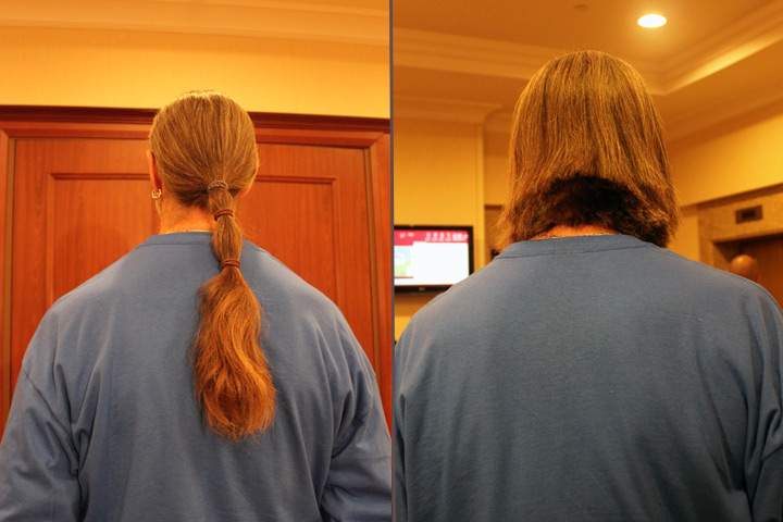 Gary Rubie, before and after his haircut.