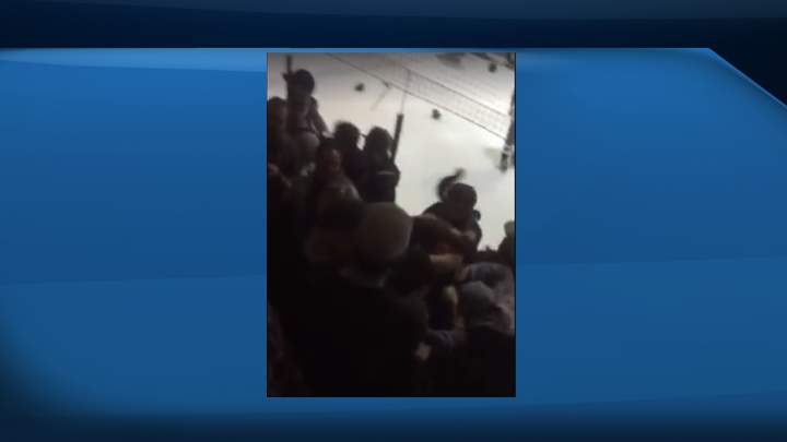 At the end of the game between the Wilkie Outlaws and the Biggar Nationals, a number of fans became involved in a brawl in the stands.