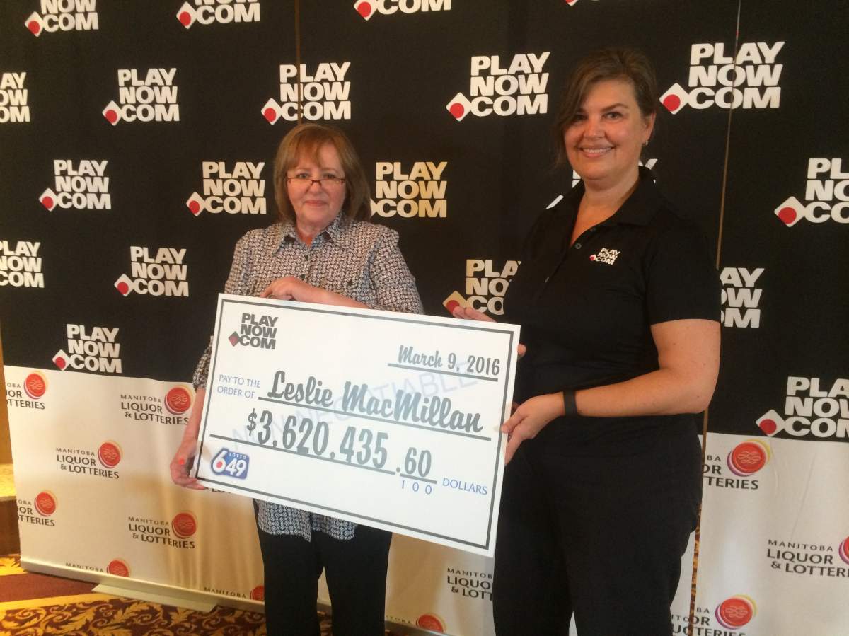 Leslie MacMillan is Winnipeg's newest millionaire after winning the jackpot  on Feb. 27. 
