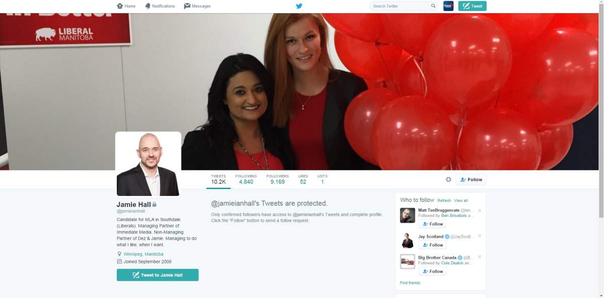 Sexist tweets land Jamie Hall, Manitoba MLA hopeful, in hot water - image