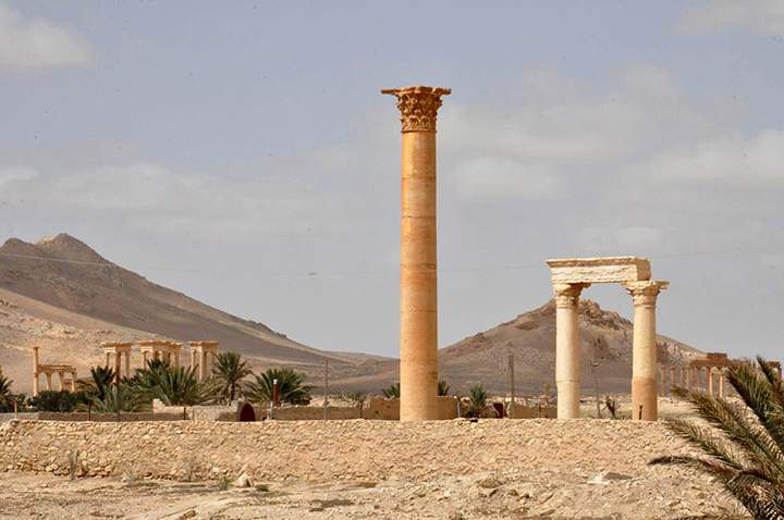 This photo released on Sunday March 27, 2016, by the Syrian official news agency SANA, shows a general view of Palmyra, central Syria.