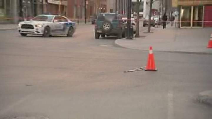 Last year, Montreal police were at the scene of a downtown collision involving a car and a pedestrian. Saturday, March 19, 2016.