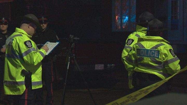 Police investigate after a man was hit by a vehicle in southwest Edmonton on Monday, March 28, 2016.