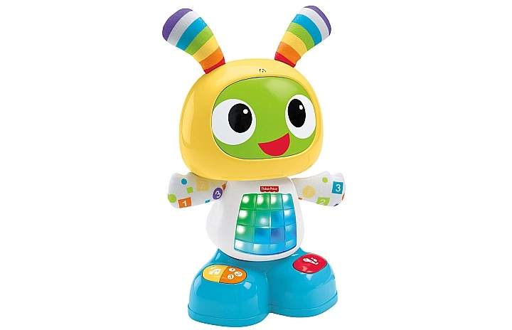 The Fisher-Price Bright Beats Dance Move Beatbo has "fun songs, learning content and dance moves." $39.97.