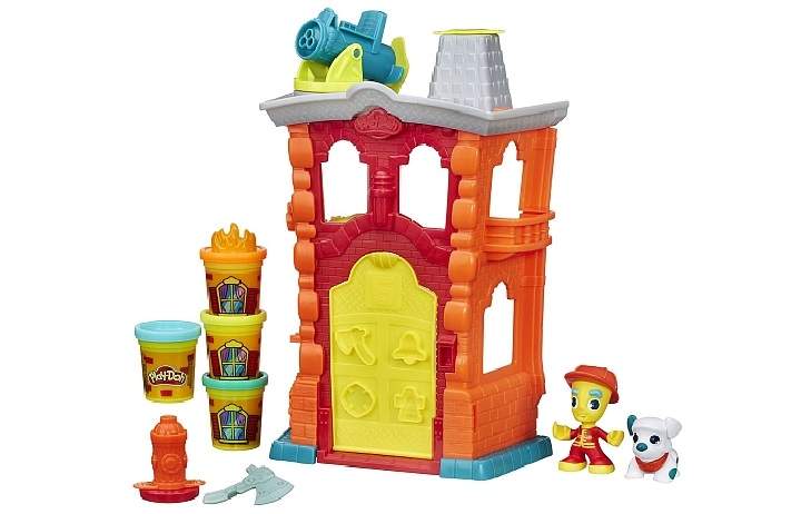The Play-Doh Town Firehouse can "create an emergency scene by stacking Play-Doh cans and putting the roof on top, use the fire stamper to add colourful flames and squeeze a silly escape poll." $29.99.