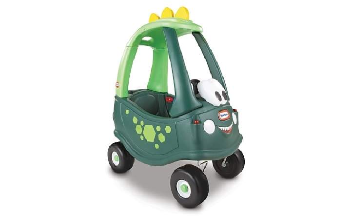 The Cozy Coupe Dino will "let imaginations run wild and encourage all kinds of adventures." It has a removable floor and handle. $69.99.
