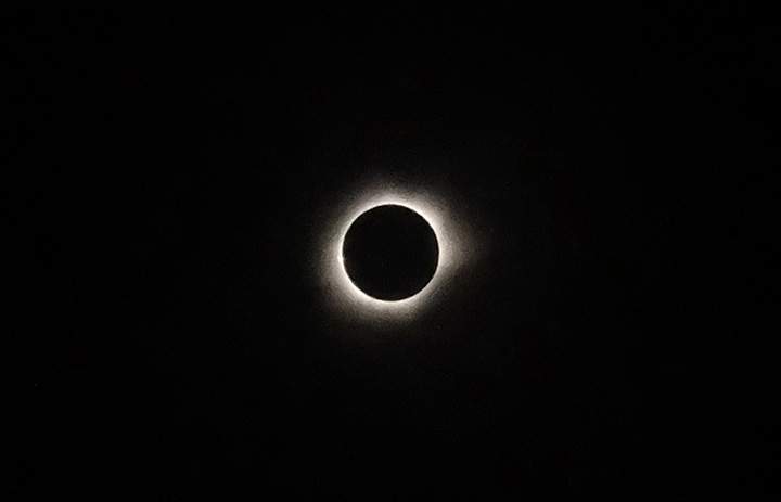 A total solar eclipse is pictured from the city of Ternate, in Indonesia’s Maluku Islands, on March 9, 2016.