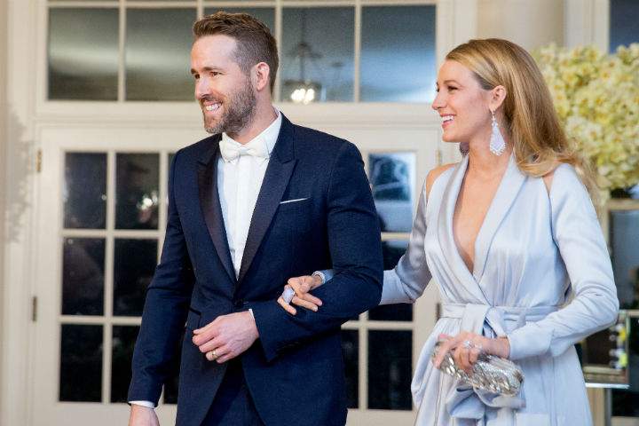 Actor Ryan Reynolds and entertainer Blake Lively, arrive for a State Dinner for Canadian Prime Minister Justin Trudeau, Thursday, March 10, 2016, at the White House in Washington.