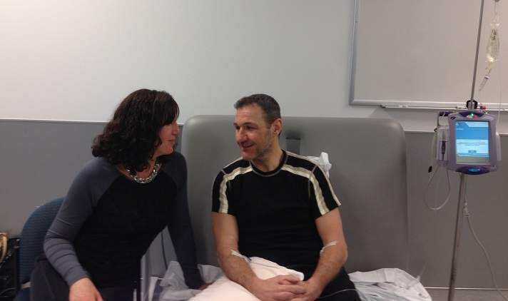 Ted and Joanne at Sunnybrook, as Ted receives his infusion.