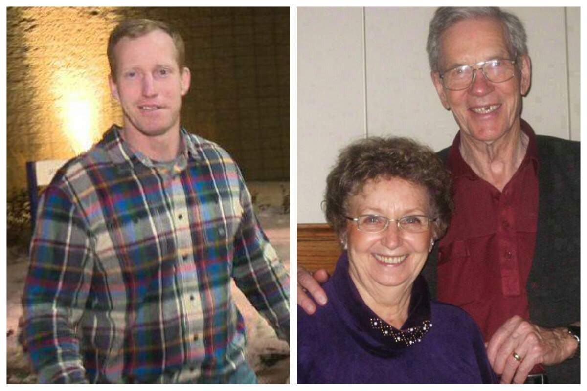 LEFT: Travis Vader walks out of the Edmonton Remand Centre in Decemeber 2014.RIGHT: Lyle and Marie McCann are shown in an undated handout photo.