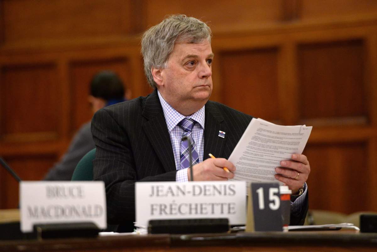 Parliamentary Budget Officer Jean-Denis Frechette appears at Commons finance committee on Parliament Hill in Ottawa on Tuesday, May 26, 2015. 