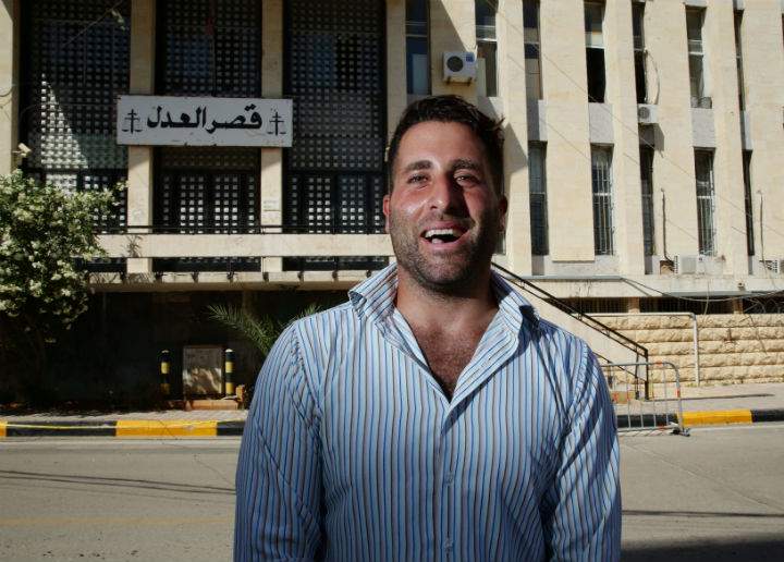 Lebanese father Ali Elamine outside the Palace of Justice in Baabda in Beirut, Lebanon after a deal was struck to release ’60 Minutes’ Channel 9 television reporter Tara Brown and Australian mother Sally Faulkner following a failed attempt to take Faulkner’s two children from their father.