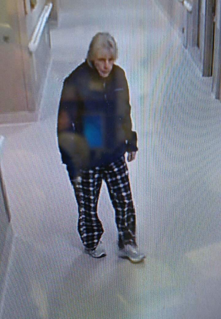 Surveillance footage shows 60-year-old Catherine Curtis leaving Grace Hospital Monday morning