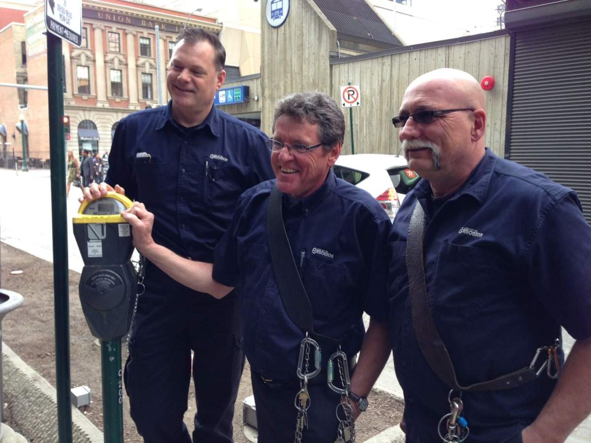 The City of Edmonton removes its last coin meter, Wednesday, April 13, 2016. 