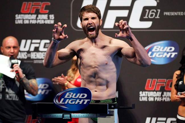Lightweight Mitch (Danger Zone) Clarke makes weight during the UFC 161 weigh-in in Winnipeg, Man. on Friday June 14, 2013. Clarke returns to action July 7 against (Irish) Joe Duffy on a televised UFC Fight Night card in Las Vegas.