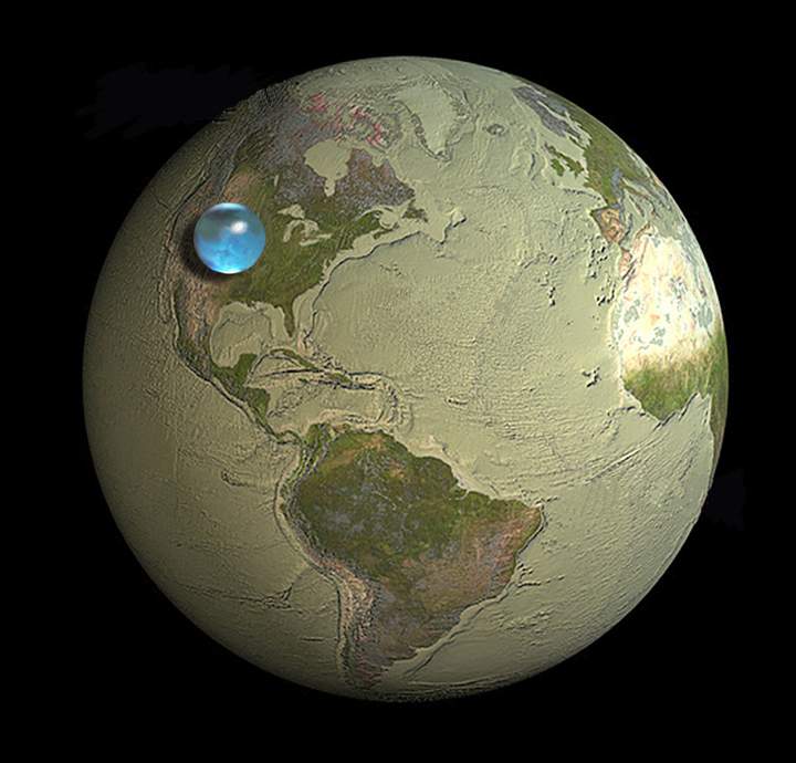 An image by the U.S. Geological Survey illustrating all the water on in and above Earth’s surface.