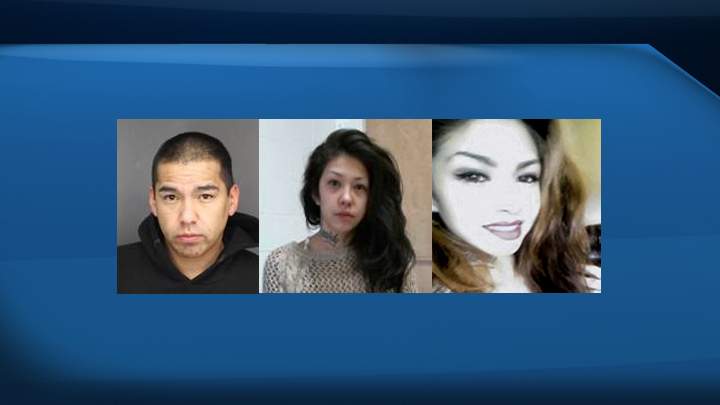 Ricky Favel (left) and Tristen Smith (centre, right) are wanted by police. Favel is alleged to have helped murder suspect Braidy Vermette escape during an ambush at a Prince Albert hospital on March 30, 2016.