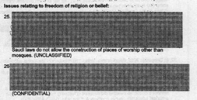 An excerpt from Canada's report on human rights in Saudi Arabia.