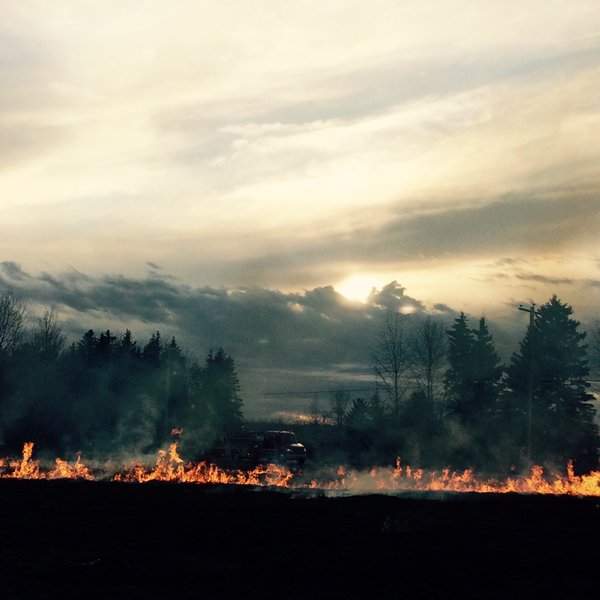 Fire crews were called to this grass fire in the Slave Lake, Alta. area in the evening on April 15, 2016.