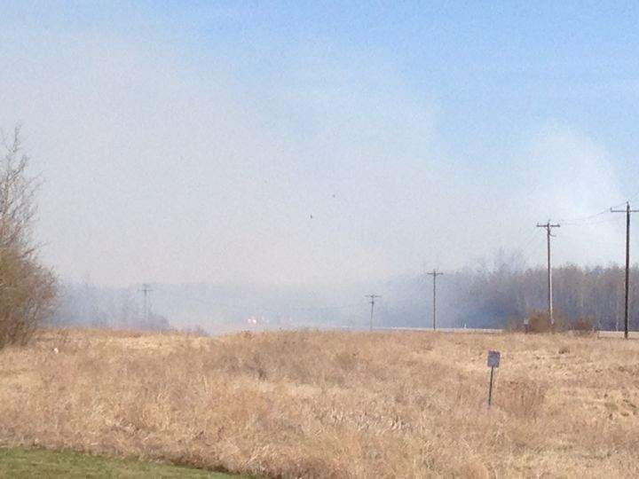 Fire crews were called to a large grass fire in a subdivision in the Uncas area east of Sherwood Park Monday afternoon.