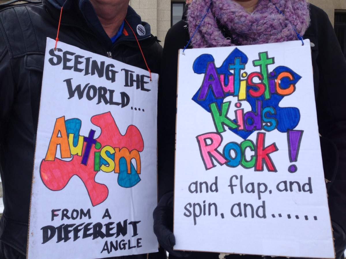 Hundreds of supporters outside of the Legislative Building for autism awareness. 