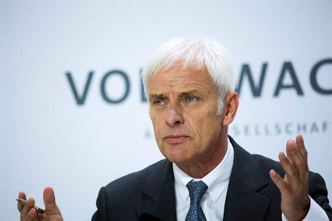 Volkswagen CEO Matthias Mueller, seen here at the company's annual press conference in Wolfsburg, Germany, Thursday, April 28, 2016, says he has personally apologized to US President Barack Obama for the emissions scandal.