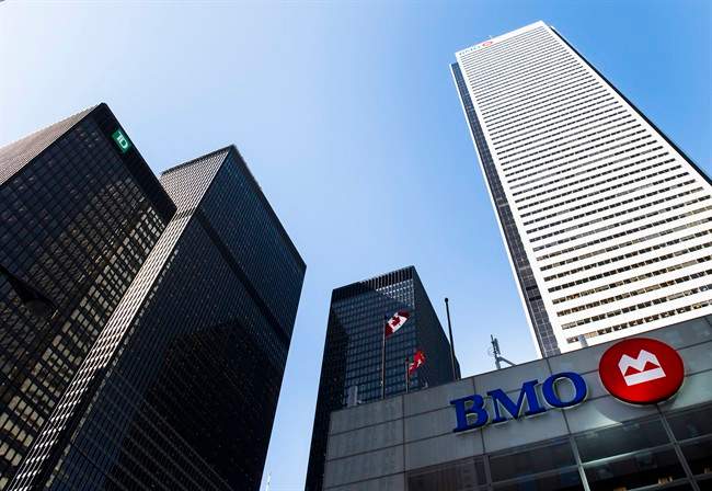 The BMO office tower is shown in Toronto's financial district in Toronto on Tuesday, April 5, 2016.
