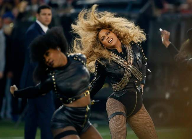 In this Sunday, Feb. 7, 2016, file photo, Beyonce performs during halftime of the NFL Super Bowl 50 football game in Santa Clara, Calif. Beyonce dropped more than an album with “Lemonade,” Saturday, April 23, 2016, her dazzling new musical and visual project that speaks to the deeply personal and political. 