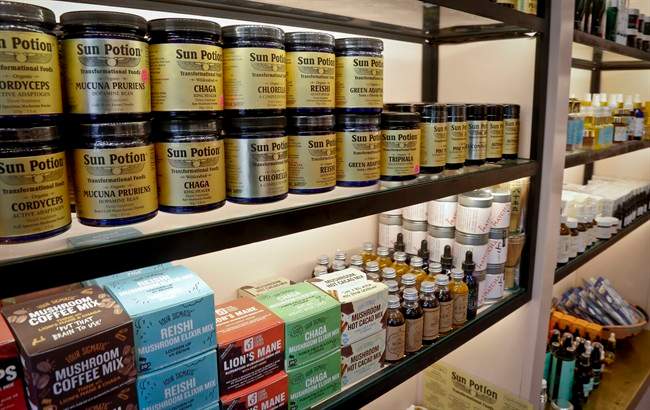A display of products sold at CAP Beauty-- a wellness store with an all-things-natural approach in West Village of New York, Wednesday April 27, 2016, in New York.