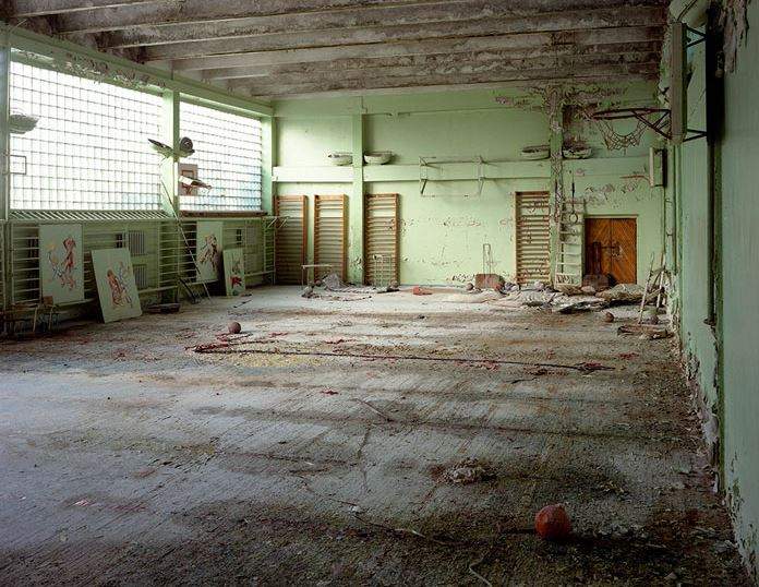 A school gymnasium in the evacuated town of Pripyat. Taken by David McMillan in April 1995.