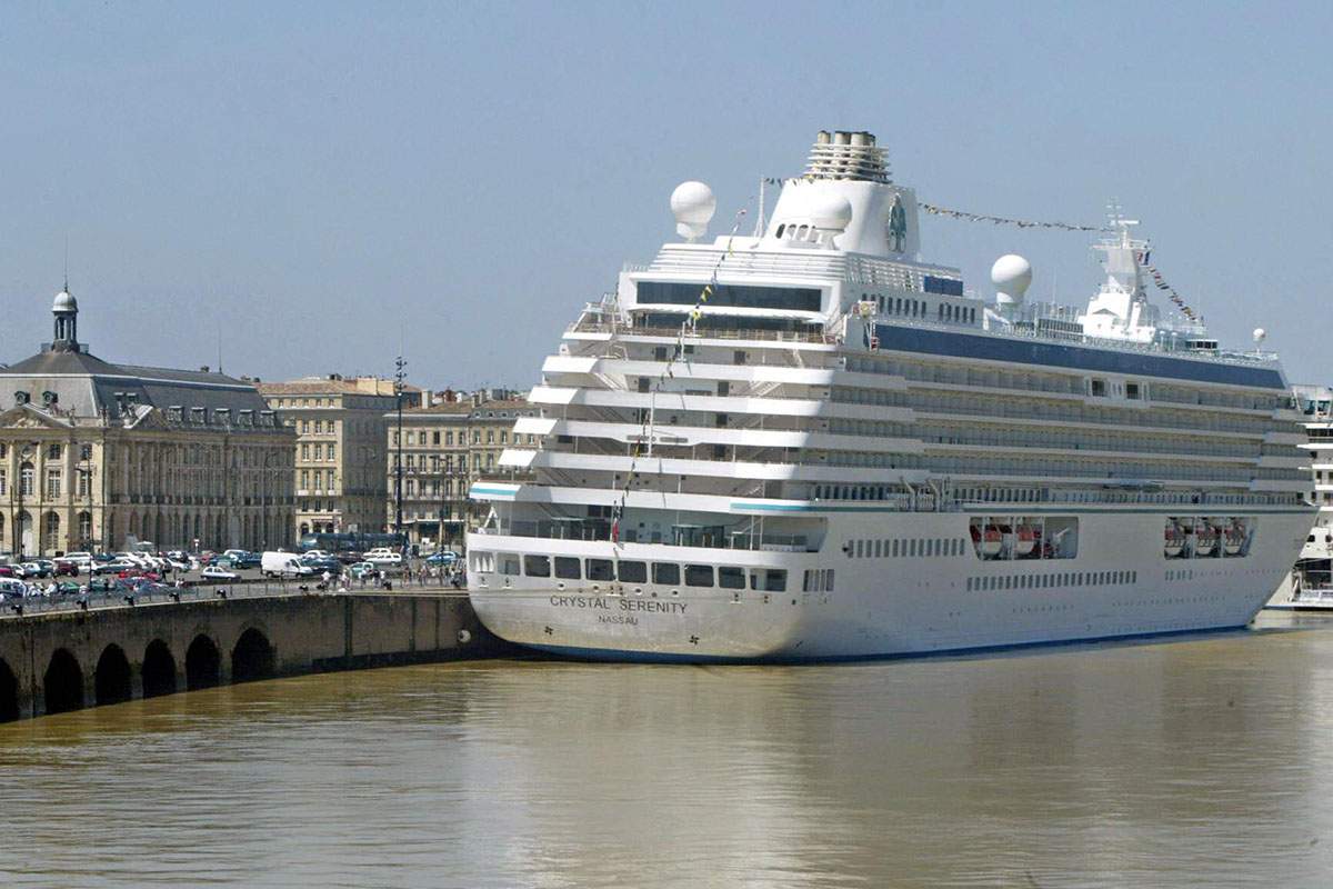 The Crystal Serenity docked in Bordeaux, France in 2004.