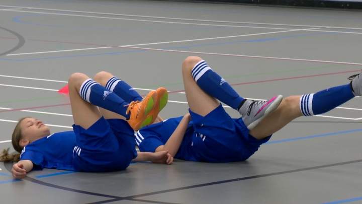 Calgary sisters Emma and Myla Schneider exercising using neuromuscular methods.