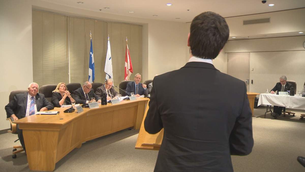 Residents attend the Pointe-Claire council meeting to get answers on the PCB leak, Tuesday, April 5, 2016.